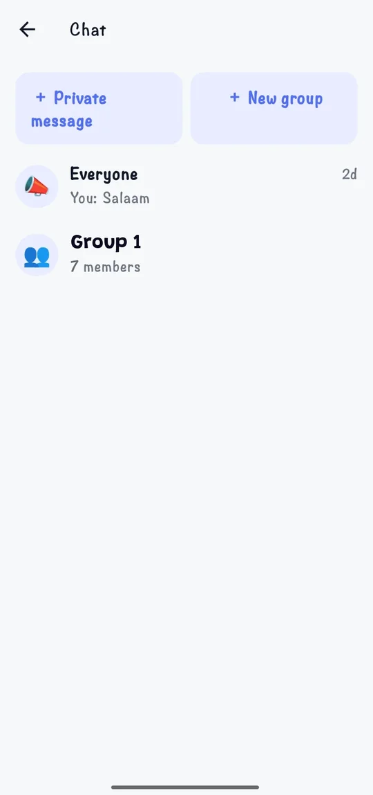 Course chat with Everyone and groups